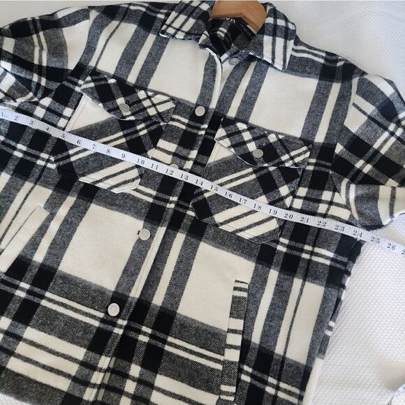 Zara plaid shacket oversized pockets shirt jacket new without tag - Picture 6 of 16